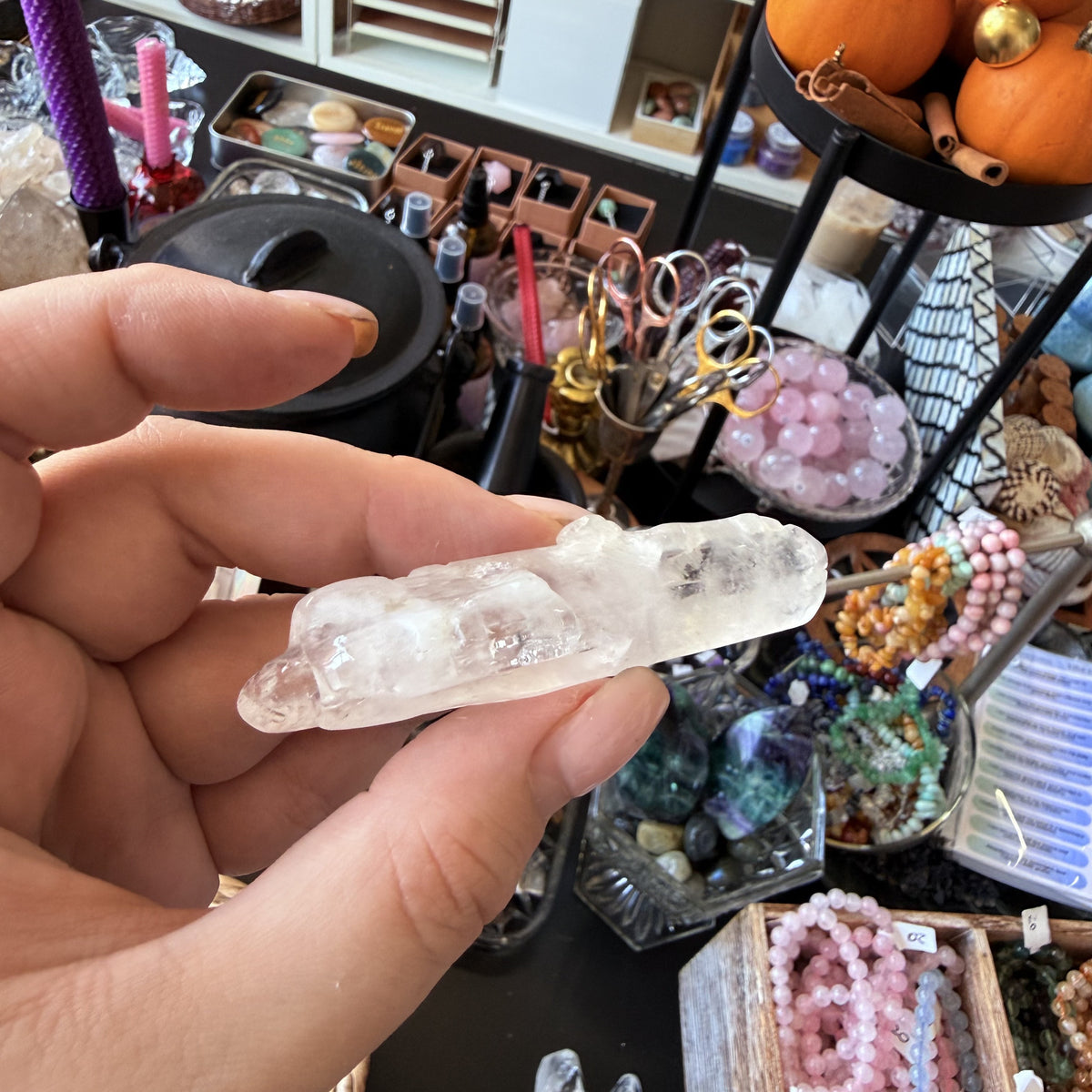 Clear Quartz - Skull Point Carving (B)