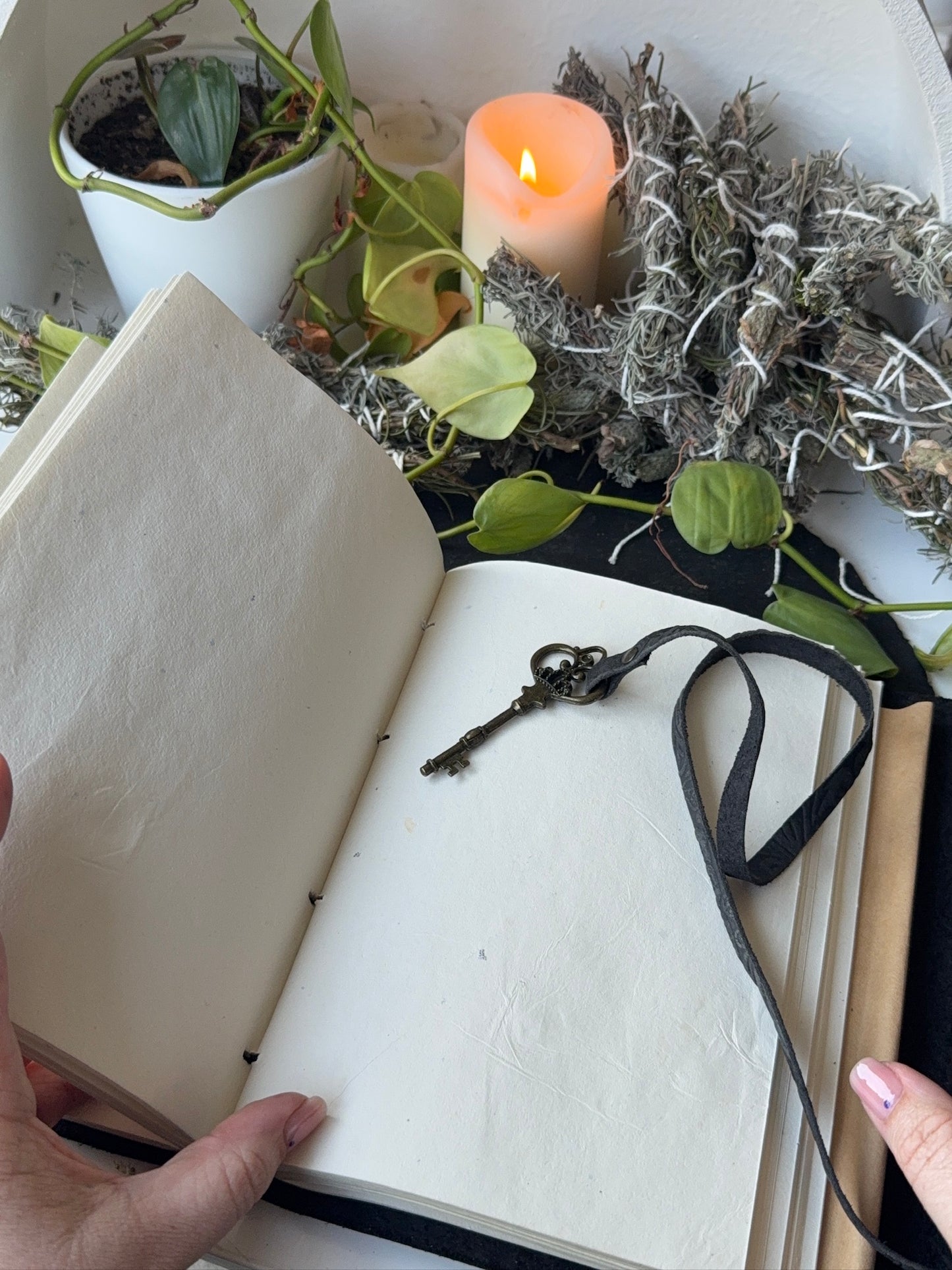 Black Leather Wrap Grimoire | Book of Shadows