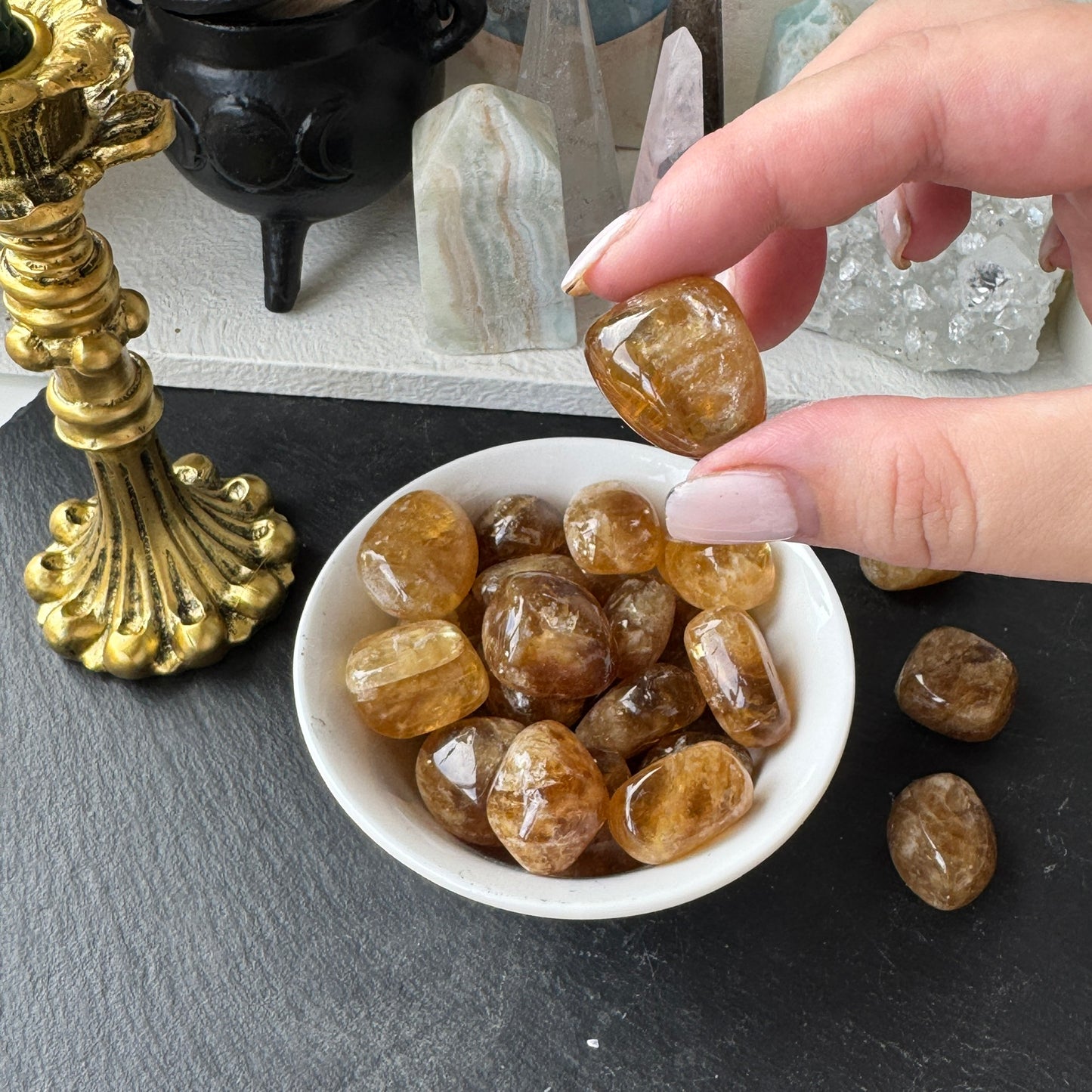 Honey Calcite Tumbled