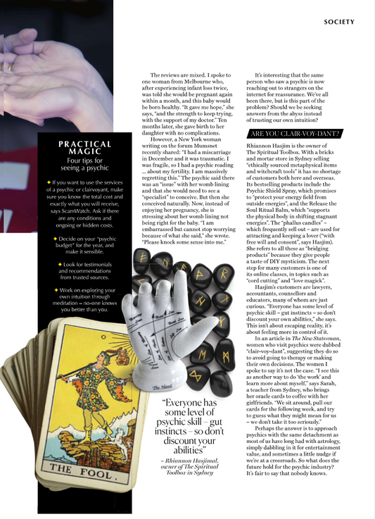 Marie Claire Australia magazine featuring The Spiritual Toolbox founder Rhiannon Hasjim