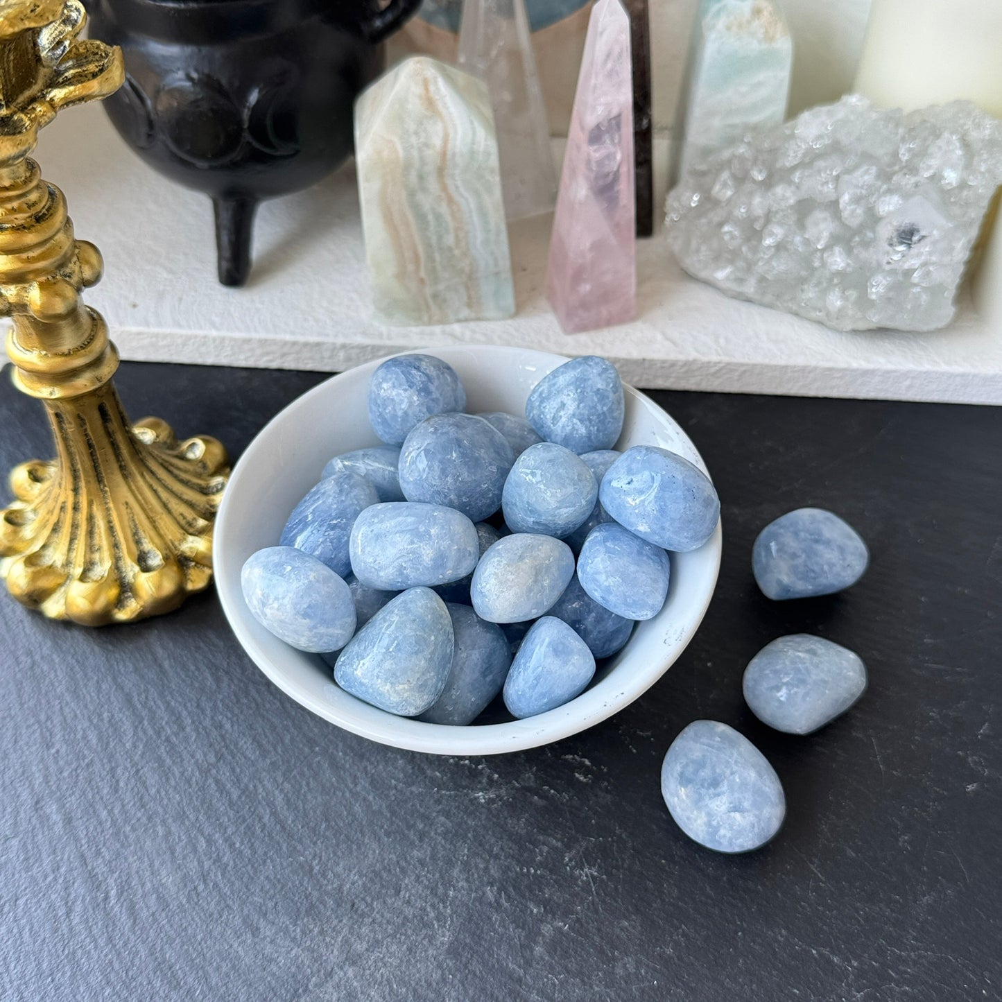 Blue Calcite Tumbled