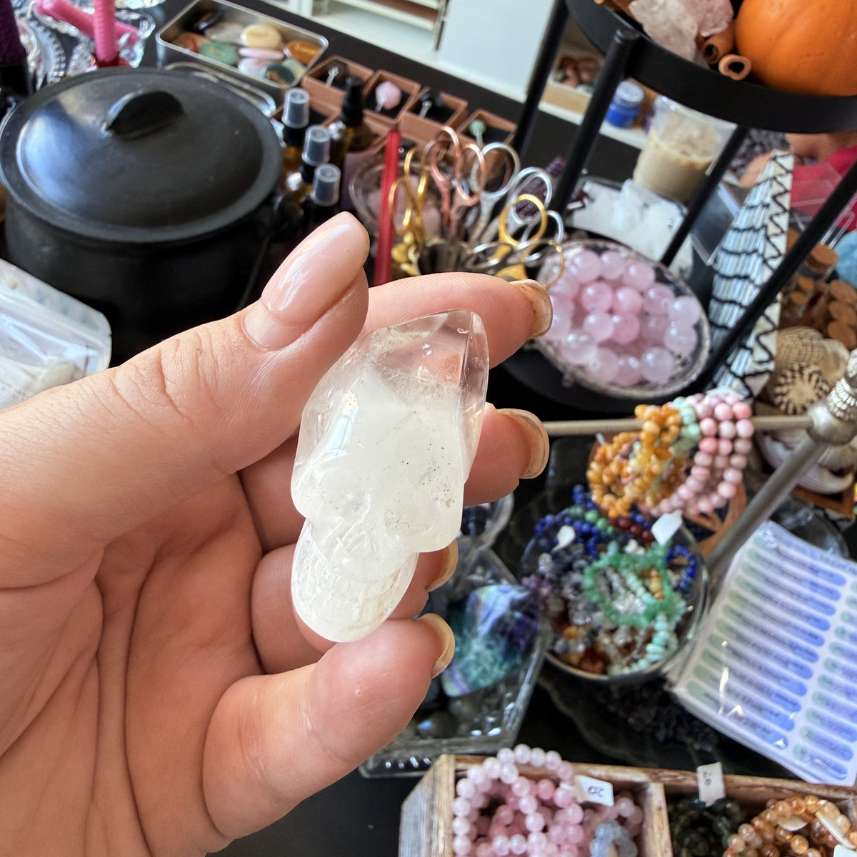 Clear Quartz - Skull Point Carving (B)