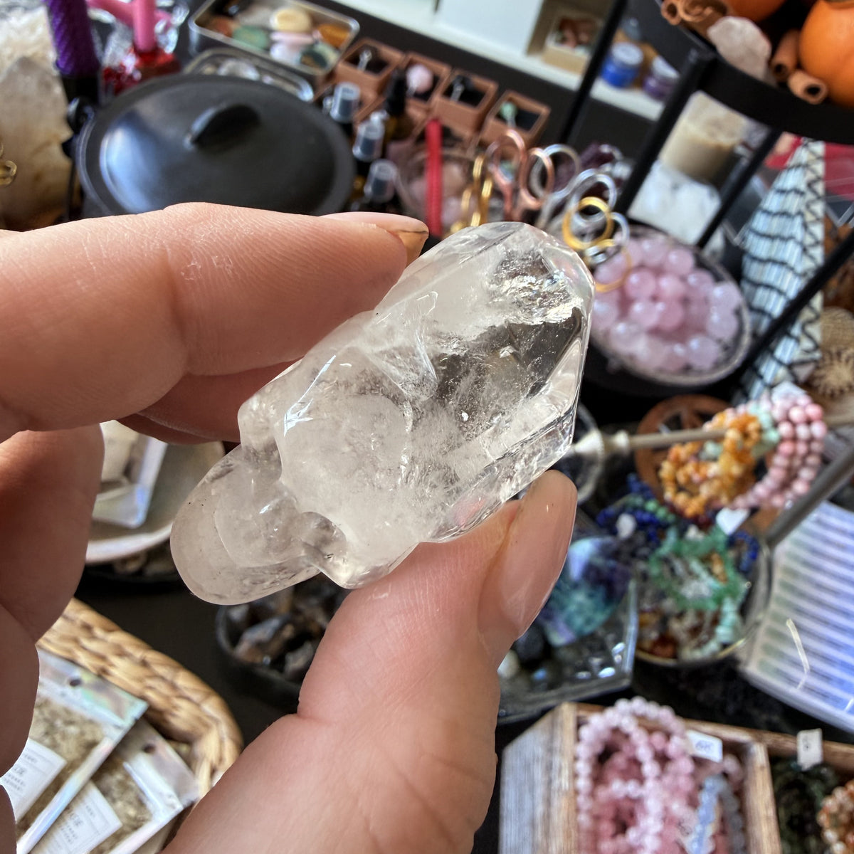 Clear Quartz - Skull Point Carving (A)