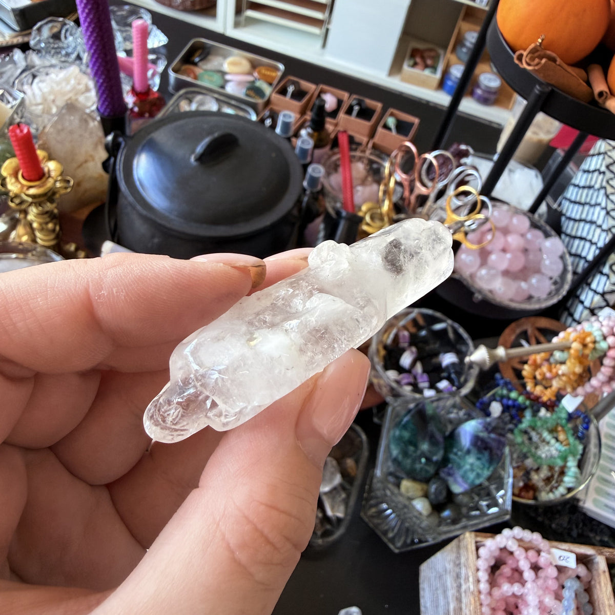Clear Quartz - Skull Point Carving (B)