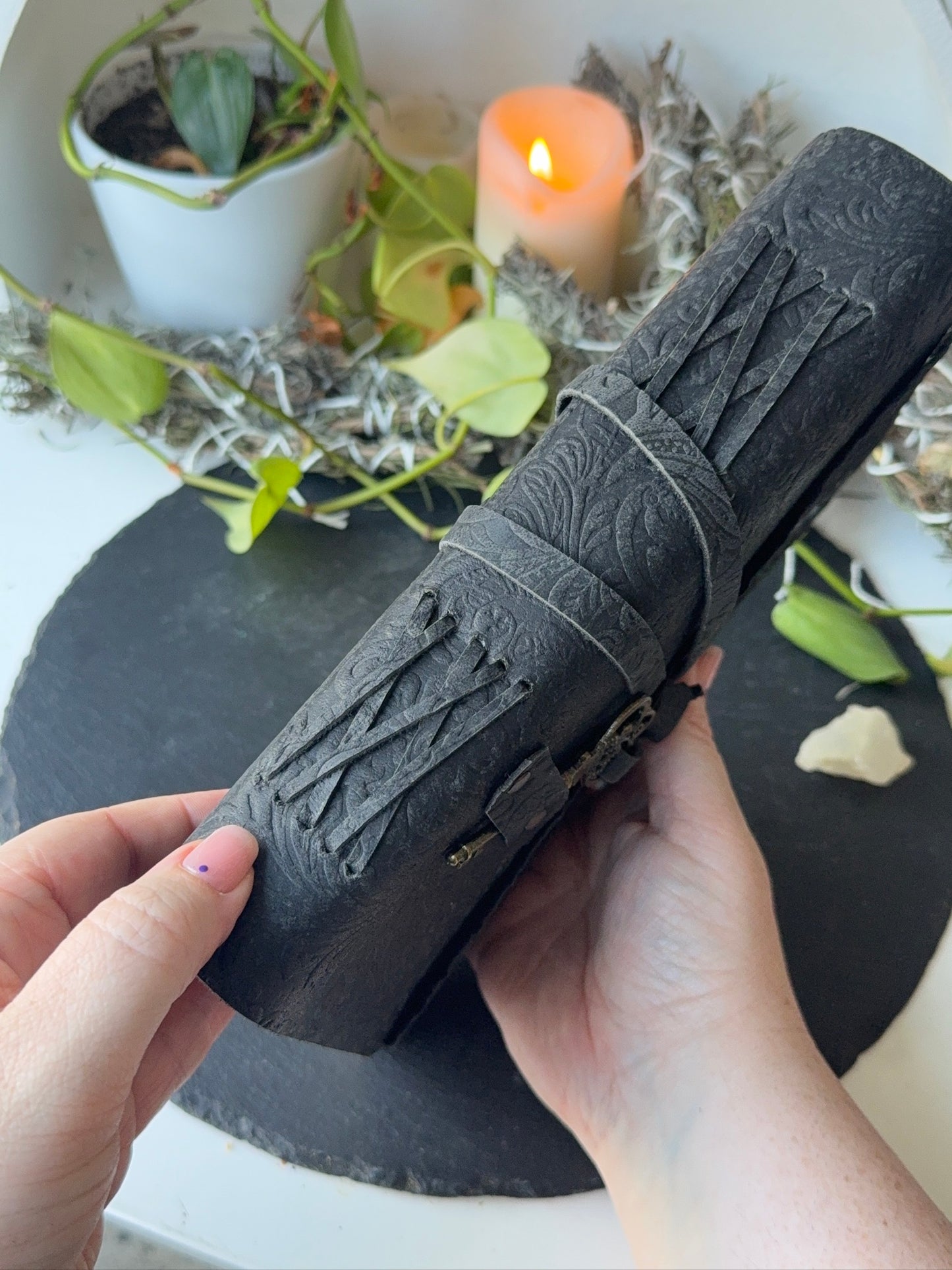 Black Leather Wrap Grimoire | Book of Shadows