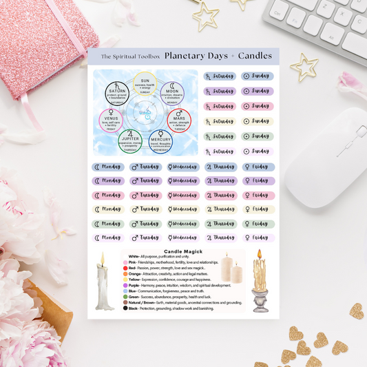 Sticker Sheet | Planetary Days + Candle Correspondences