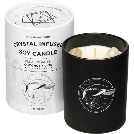 CRYSTAL INFUSED SOY CANDLE - CLEAR QUARTZ X COCONUT & LIME