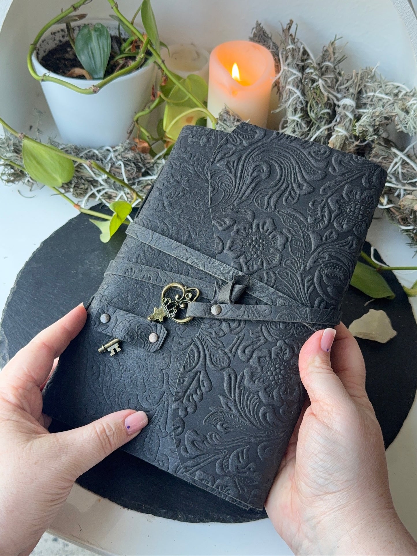 Black Leather Wrap Grimoire | Book of Shadows