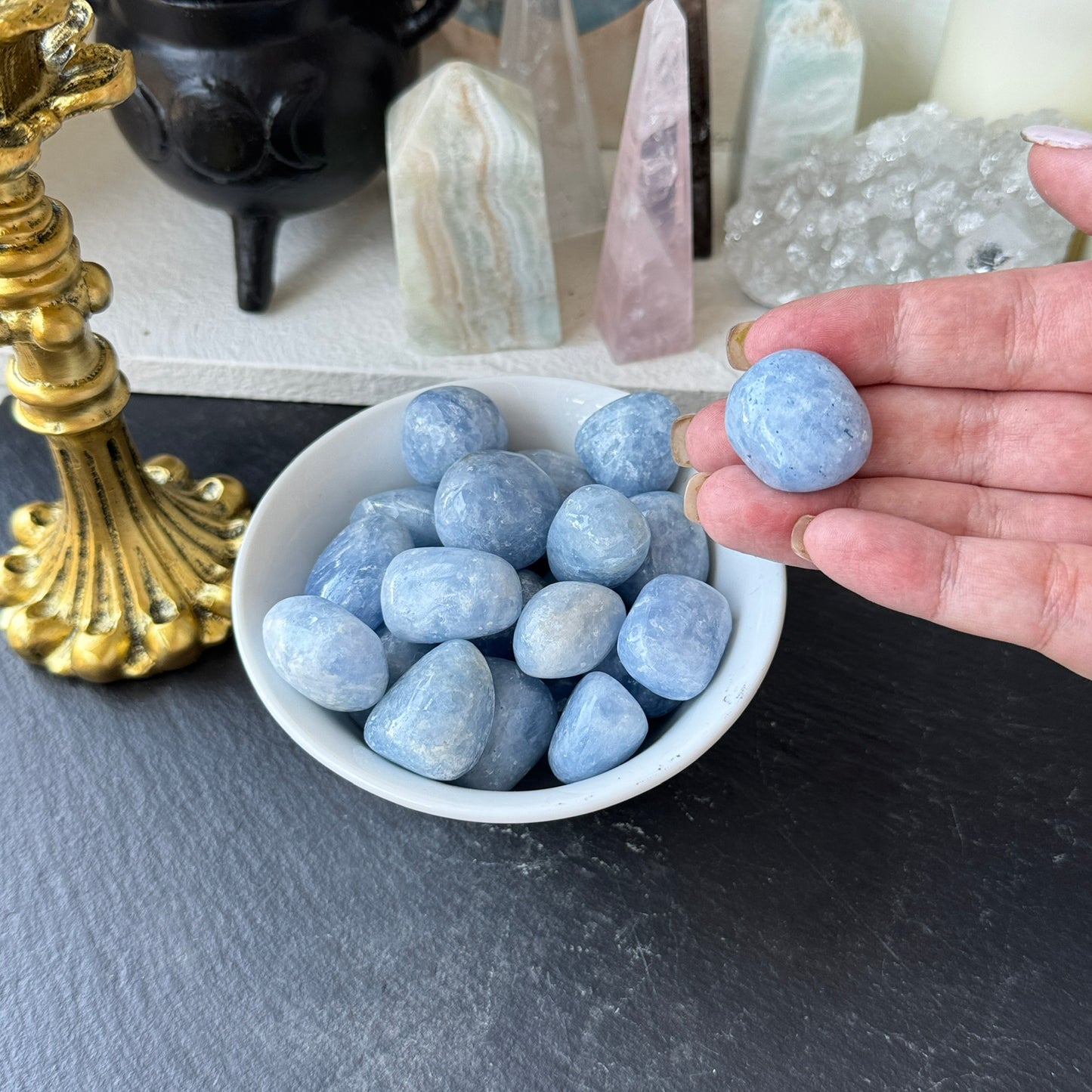 Blue Calcite Tumbled