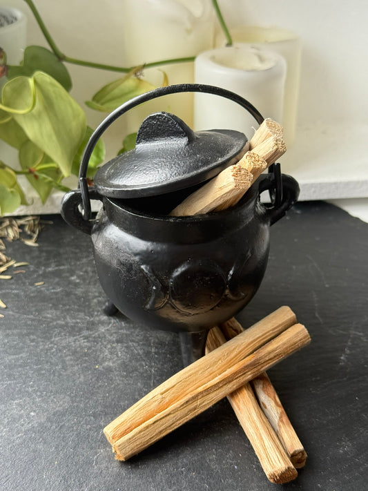 Cast Iron Cauldron | Triple Moon Goddess