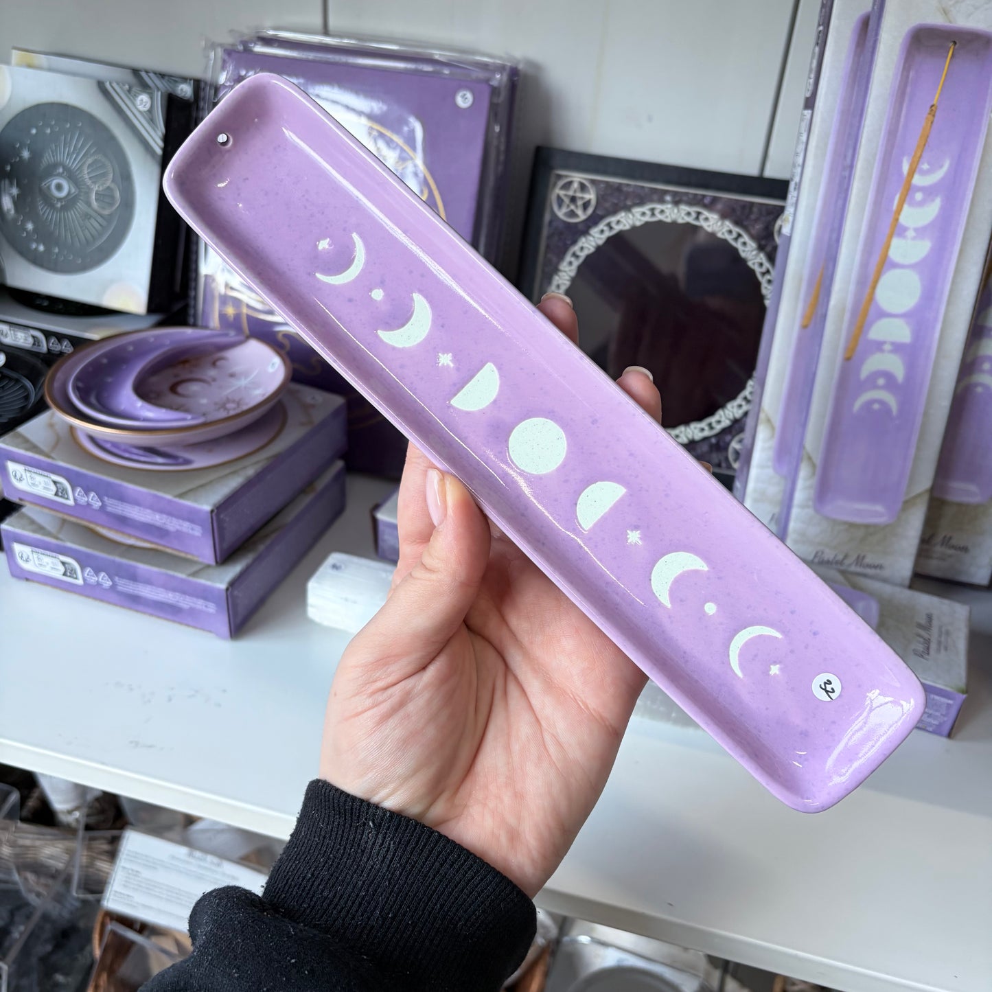 Purple Moon Phase Incense Catcher / Trinket Dish