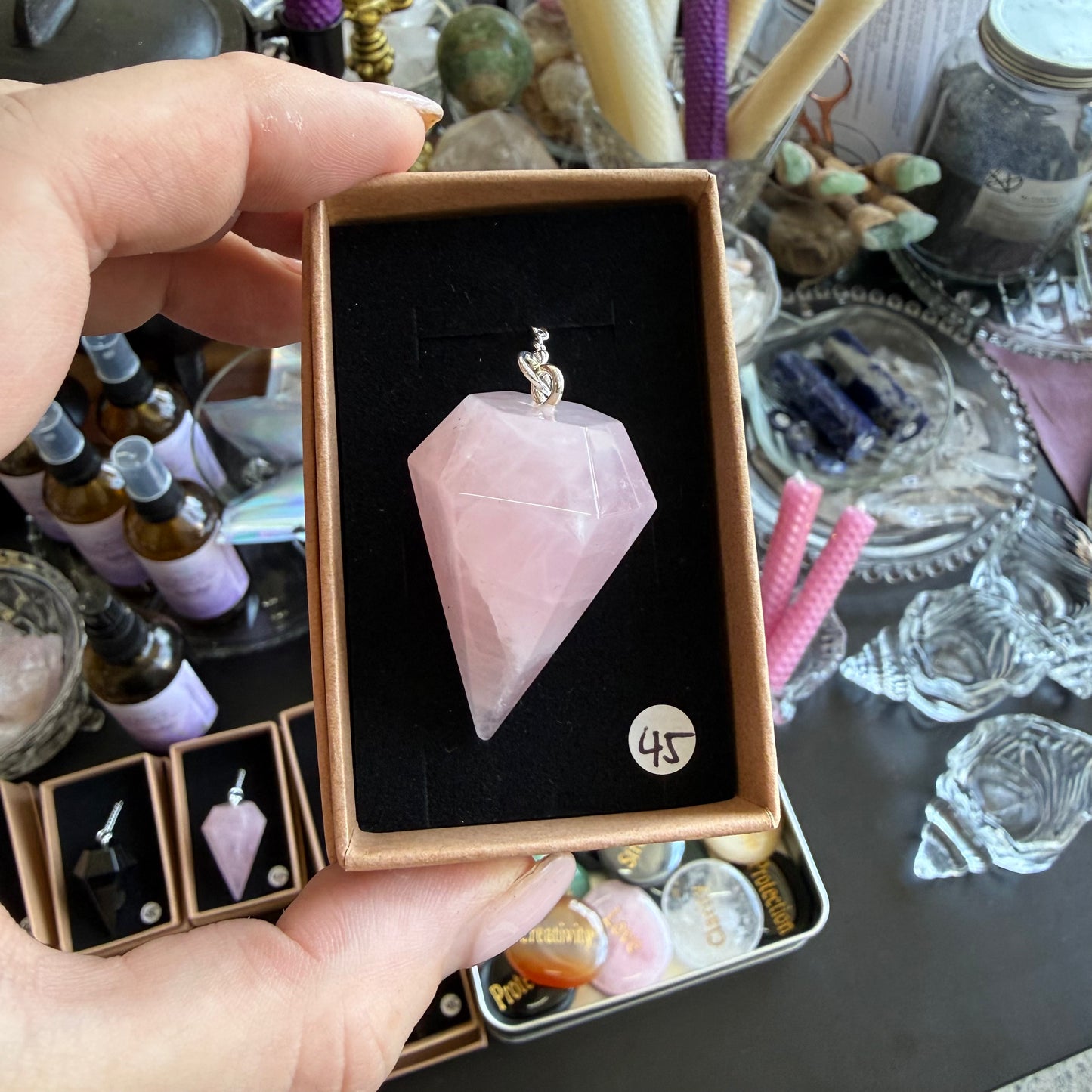 Rose Quartz Pendulum - Chunky