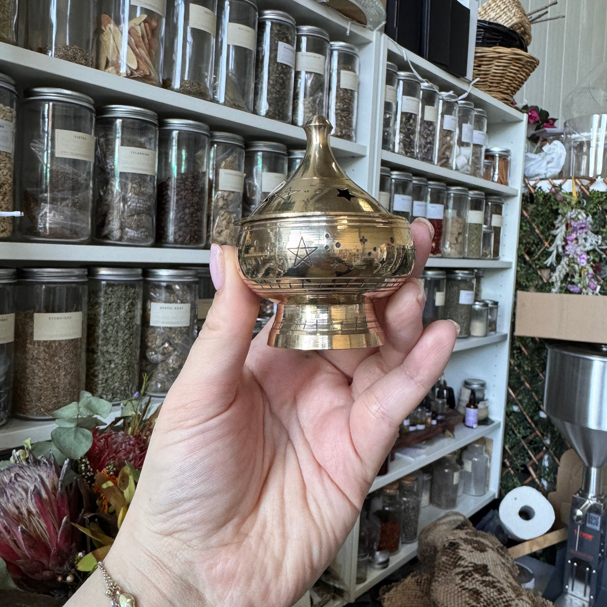 Engraved Brass Incense Burner