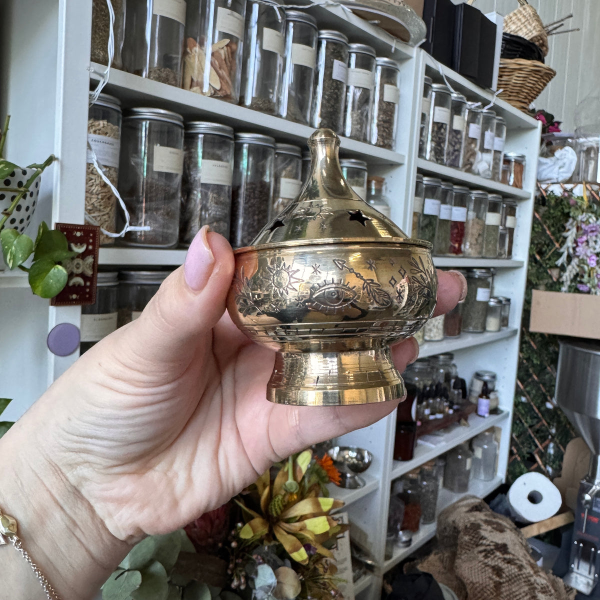 Engraved Brass Incense Burner