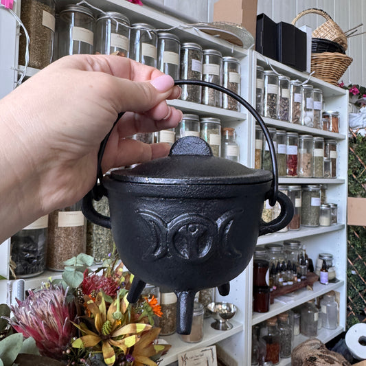Cast Iron Cauldron | Triple Moon Goddess