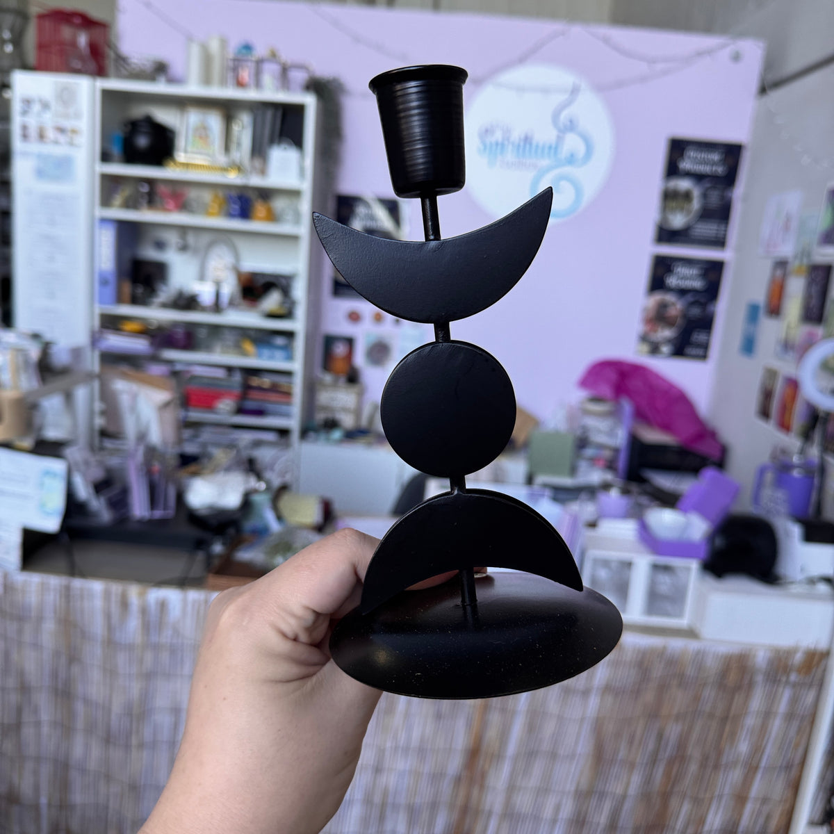 Black Triple Moon Candle Holder