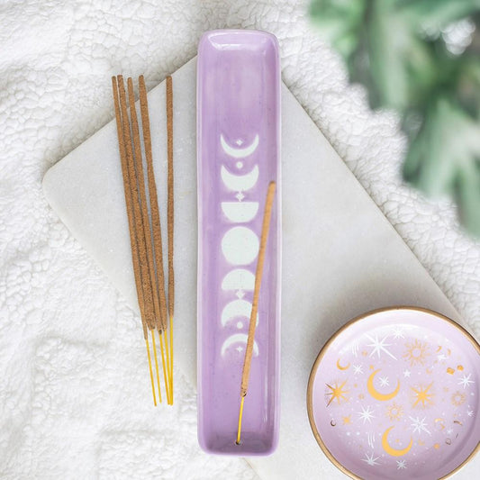 Purple Moon Phase Incense Catcher / Trinket Dish
