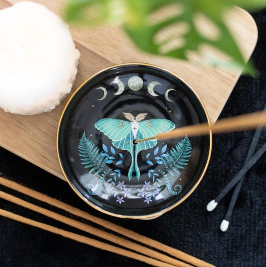 Lunar Moth Ceramic Incense Plate