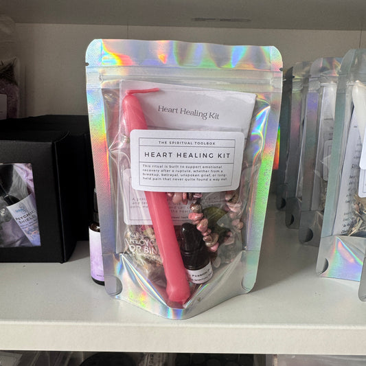 Heart Healing Kit packaging with a pink tool on a shelf
