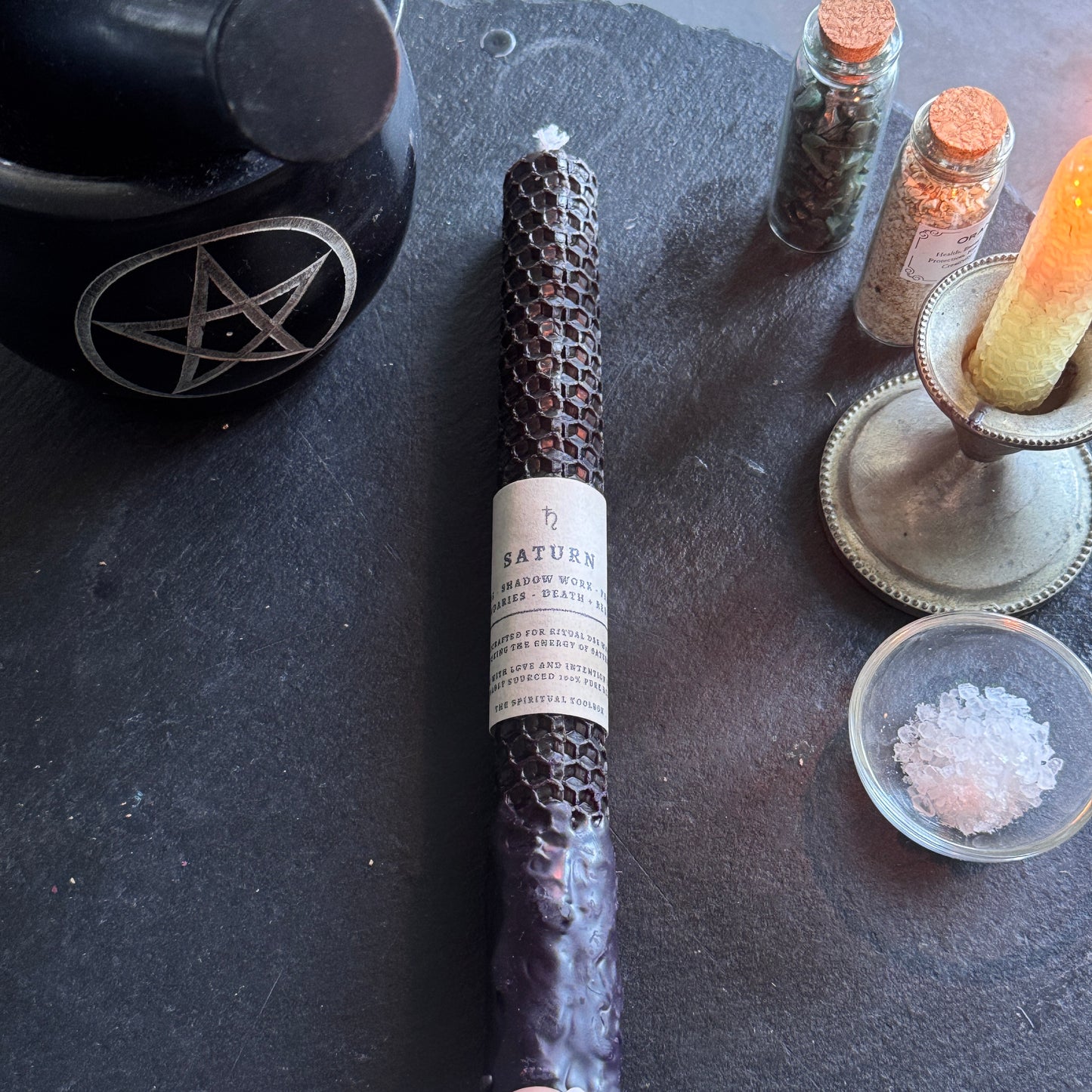 Saturn Planetary Magick | Beeswax Altar Candle
