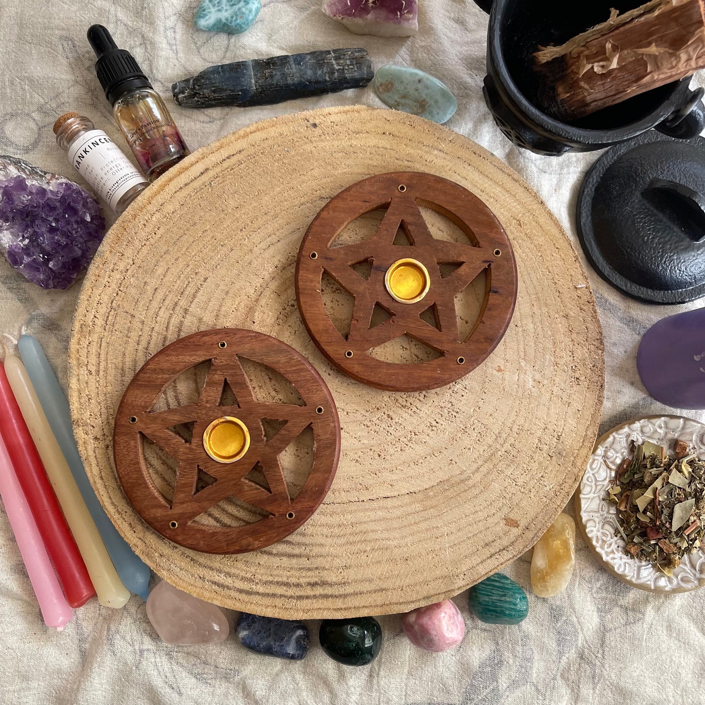 Wooden Pentagram | Incense Holder