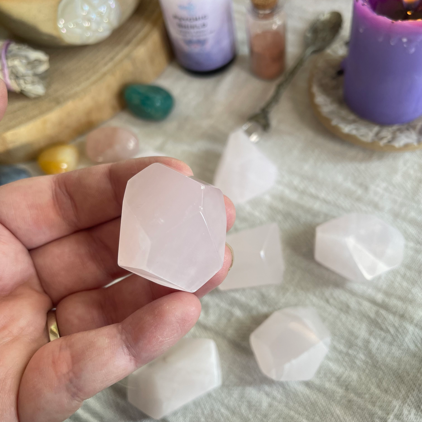 Pink Calcite Freeform Faceted | Small